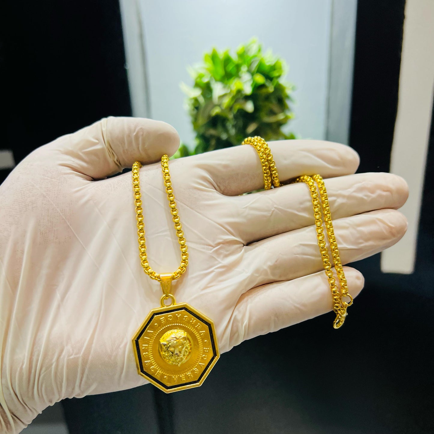 Gold Lion Head Pendant Necklace / Buy 1 Get 1 Free